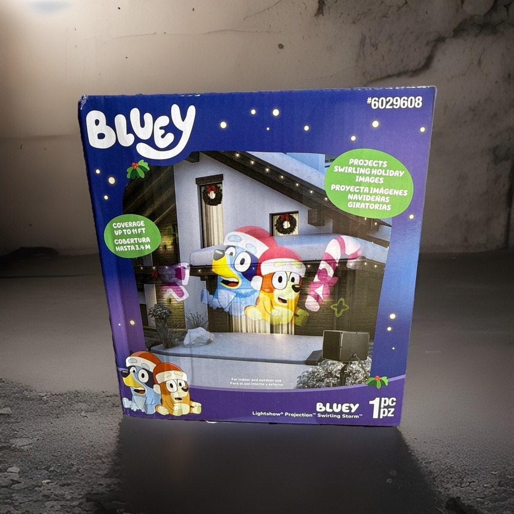 Bluey Christmas Holiday Lightshow Projector Swirling Images 11ft Coverage NIB